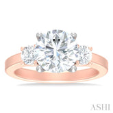 1/2 ctw Tri-Mount Past, Present and Future Round Cut Diamond Semi Mount Engagement Ring in 14K Rose and White Gold